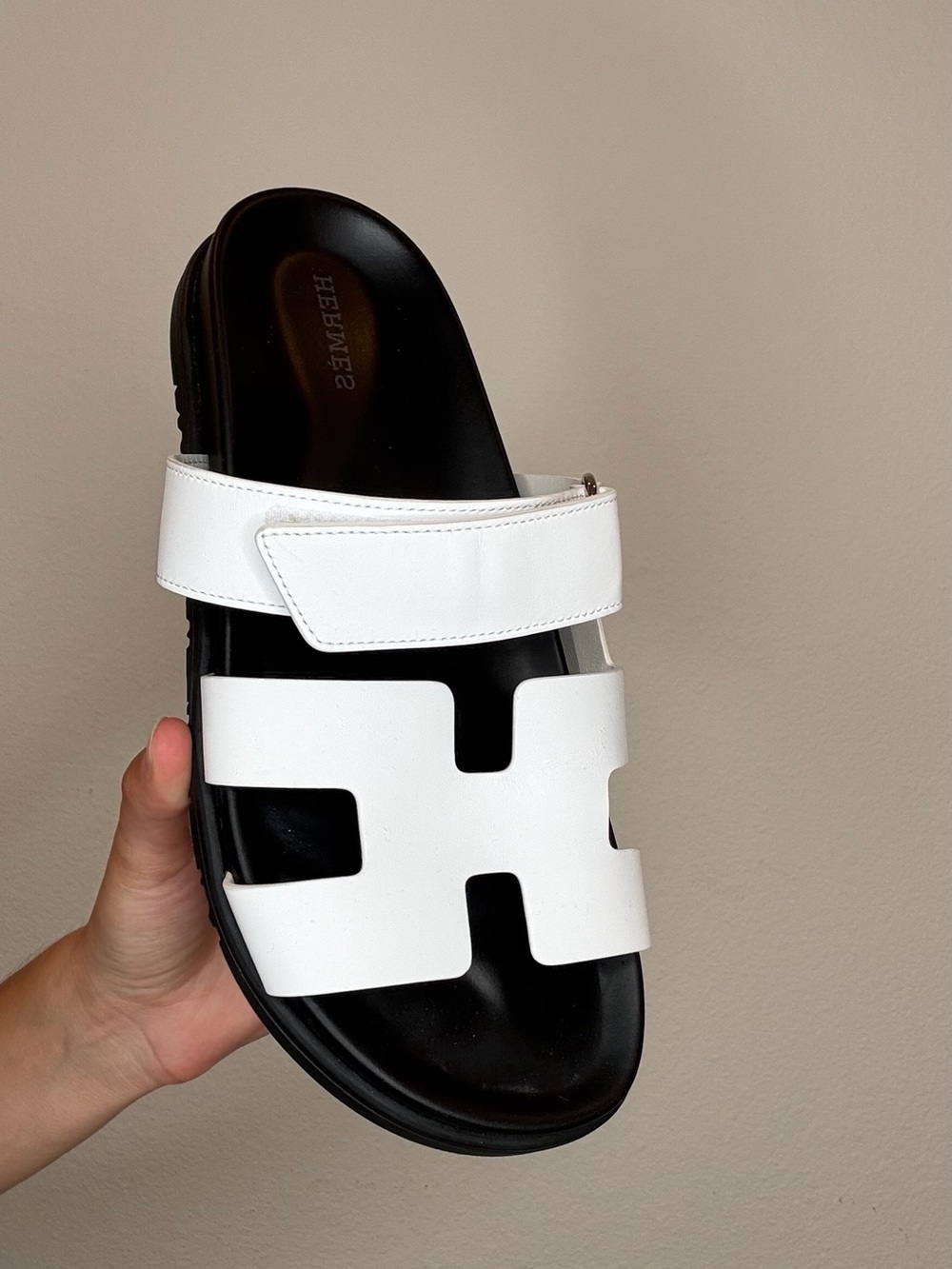 Hermes Chypre White and Black Sandals - Picture 3 of 4